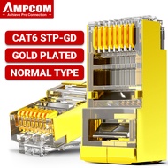 AMPCOM Shielded RJ45 CAT6 Connector Modular Plug Connector 8P8C Crimp End Ethernet Cable Ethernet Co