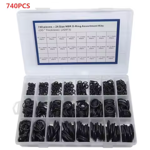 NBR 740/1200pcs NBR O-ring set nitrile rubber black O-ring oil-resistant, wear-resistant and waterpr