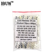 1210 SMD Resistor Kit Assorted Kit 1ohm-1M ohm hjxrhgal 5% 33valuesX 20PCS=660PCS DIY Kit
