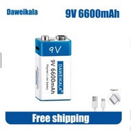 9V 6600mAh Lithium-Ion Rechargeable Battery Type-C USB Battery 9V Lithium Battery Suitable for 10,00