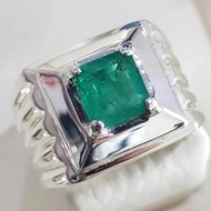 天然潘傑希爾阿富汗祖母綠戒指 男款祖母綠戒指 祖母綠切割寶石 禮物