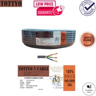 Tottyo Ⅳ [100% Pure Copper] (110/0.076) 3 Core Flexible Cord Cable - Grey 90 m (±)