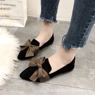 Women's Spring 2021 Korean Style Flat Pointed Toe Peep Bow Shoe