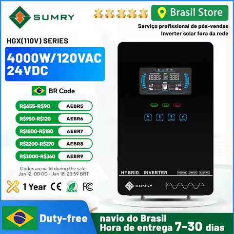 SUMRY Power Solar Inverter Off Grid system 4KW 24v 110/120v Pure Sine Wave MPPT Solar Charger Power 