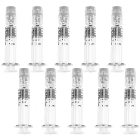 10PCS 1ML Disposable Glass Luer Lock Refilling Syringe Glass Syringe Disposable Glass Luer Lock For