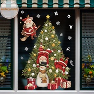 homeliving New Christmas Decoration Window Stickers Santa Gifts Merry Christmas Mirror Sticker Xmas Tree Window Glass Sticker New Year 2023 SG