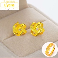 Ready Stock In Singapore 916 Gold Earrings for Women Gold Retro Hollow Flower Earrings Aesthetic Gold Luck Lotus Earring