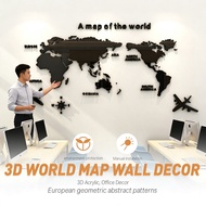 World Map Wall Sticker Acrylic 3D Solid Crystal World Map Wall Decoration Office Stickers