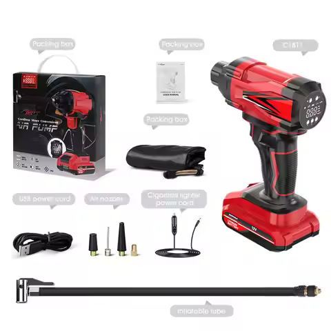 Red Usb Charging Multifunctional portable car inflatable pump intelligent wireless tire tire pressur
