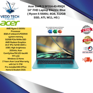 Acer Swift 3 SF314-43-R5QX 14'' FHD Laptop Electric Blue ( Ryzen 5 5500U, 8GB, 512GB SSD, ATI, W11, HS )