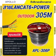 apollo สายแลน+สายไฟ Lan Cable UTP CAT6 Outdoor+power รุ่น APL 306P สำหรับใช้ภายนอก 305m. กล้องวงจรปิ