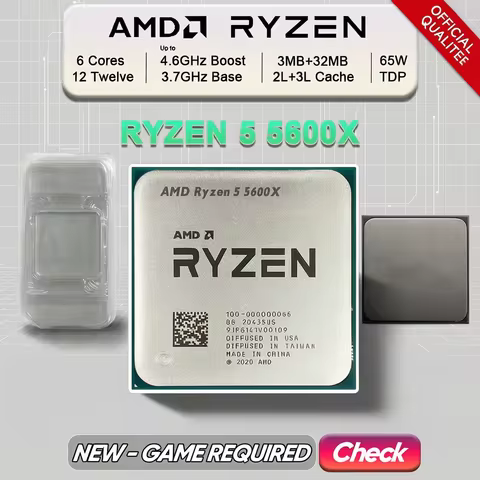 AMD R5 5600X Ryzen 5 5600X New 3.7 GHz 6-Core 12-Thread CPU 7NM 65W L3=32M 100-000000065 Socket AM4