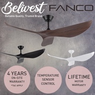 (DESIGNER FAN) FANCO HURACAN DC  Ceiling Fan - 3 Blades  52 inch - White/Black/Wood