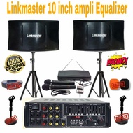 paket sound system karaoke linkmaster 10" ampli Equalizer mic wireless