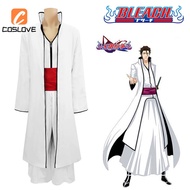 Anime BLEACH Aizen Sousuke Cosplay Full Set Costume Suit For Man White Color Battle Uniform Hallowee