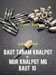15 Pcs Baut Tanam Knalpot + Mur Knalpot M6 Baut 10