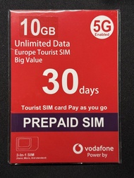 Vodafone 5G 歐洲多國漫遊上網卡 30日 10GB