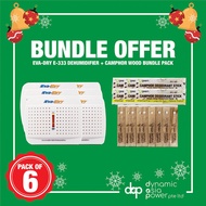 [6 PIECES SPECIAL BUNDLE] EVA DRY Mini Dehumidifier E333 + Camphor Wood Bundle
