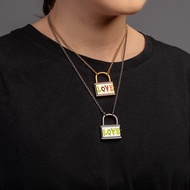 APM Monaco Golden LOVE LOVE Lock Necklace Girl Letter Lock Clavicle Chain