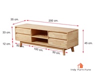 Indyfurniture bulky ตู้วางทีวีไม้ยางพารา รุ่น Mammos สีธรรมชาติ