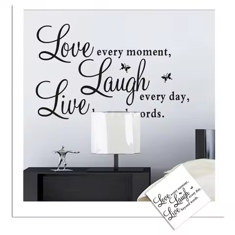 "Live Laugh Love" Quotes Stickers Butterfly Flies Vinyl Wall Decals Home Decoration for Living Room 