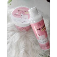 Keratin Goat Milk Shampoo +Treatment• (เซ็ต 2 ชิ้น )แชมพู 1+ ทรีทเม้นท์ 1เคราติน ผสมสารสกัดจากนมแพะ