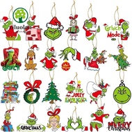 ZILUOLAN 24Pcs Xmas Tree Hanging Decoration, Grinch Flat Grinch Figure Pendant, Kawaii Merry Christm