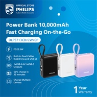 Philips 10000mAh Super Mini Series Powerbank PD22.5W Built-in USB-C & Lightning Cable Lightweight Ea