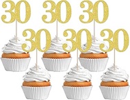 Rsstarxi 36 Pack Number 30 Cupcake Toppers Gold Glitter Cheers to 30 Years Birthday Cupcake Picks De