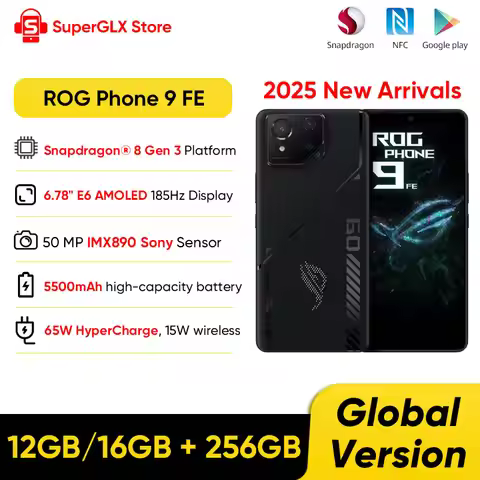 2025 New ASUS ROG Phone 9 FE 5G Gaming Phone Snapdragon 8 Gen 3 6.78" 185Hz E6 AMOLED Display 50MP S