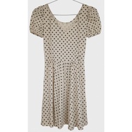 Beige/cream polka dot dress czone Size S Bust 32 Inches Second Hand Good Condition