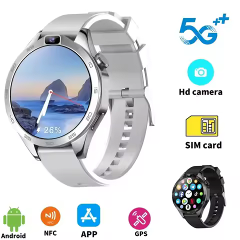 Round Smartwatch 4G Men Upgrade Chip SIM Card 8GB+128GB Android 8.1 Dual Camera WIFI GPS 1.85" Scree