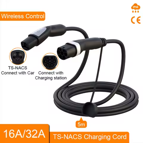 feyree 16A 3.5KW 32A 7KW 1Phase Type2 to TS-NACS Socket EV Charger Cable for Tesla Model 3 Y X S for