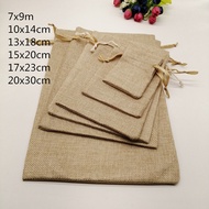 [Ready Stock] 5pcs Fabric Jute Bags Gift Packaging Bag Gift Bag Drawstring Cotton Bag for Christmas