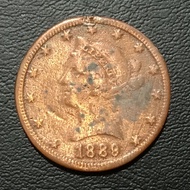 Koin Fake 1925 - 10 Dollars Liberty Amerika Tahun 1889