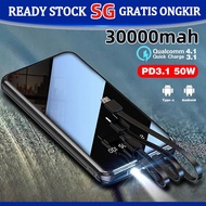🇸🇬 [In Stock] 30000mAh Power Bank Portable  powerbank Fast Charging Full Screen Built-in 3 Cables Po