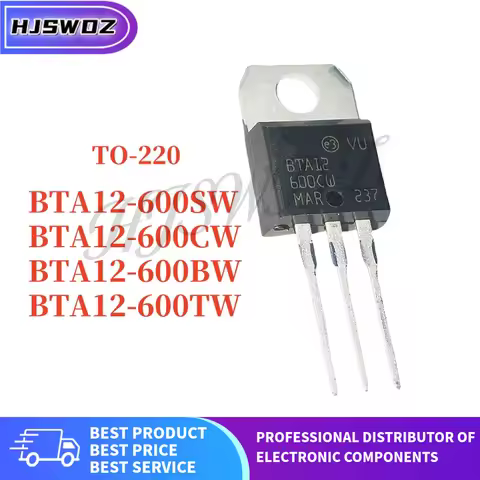 10PCS BTA12-600BW BTA12-600CW BTA12-600SW BTA12-600TW TO-220 12A/600V Triac Large Chip DIP Thyristor