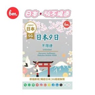 Bm日本無限上網【9日全程5G不限速】Docomo/Softbank/Rakuten Mobile/KDDI網絡 5G極高速無限數據上網卡 電話卡 旅行電話咭 Data Sim咭