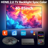 Tuya Smart TV LED Backlight HDMI 2.0 LED Sync Color Strip Light for 40-85 Inch TV Game Room Decor