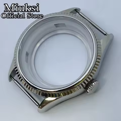Miuksi 39mm silver watch case sapphire glass fit NH34 NH35 NH36 NH38 NH70 NH72 ETA2824 PT5000 Seagul