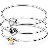 Original Moments ful Golden Family Tree Heart Clasp Bangle Fit 925 Sterling Silver Bead Charm Bracelet Europe Diy Jewelry