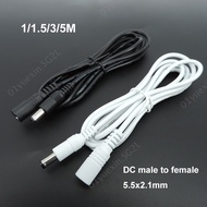 1/1.5/5m white black DC Power supply Male to female connector Cable Extension Cord Adapter Plug 20aw