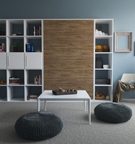 Murphy Wall Bed/ Super Single 120x200cm/ Vertical/ Walnut front/ Curve leg