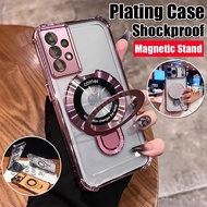 Case For Samsung A33 A53 A73 Plating Shockproof silicone phone case with functional phone Stand hold