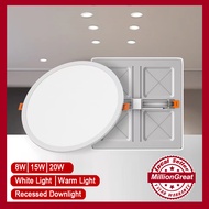 【SG Stock】 8W 15W 20W  LED Ceiling Light  Recessed Downlight LED Ultrathin Square/ Round Panel Light