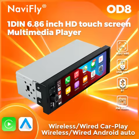 NaviFly NEW Car-Play OD8 Android 1DIN DVD 6.86 inch HD touch screeh intelligent system Multimedia pl