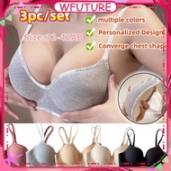⚡24H SHIPPING⚡ 3pcs 32-42ab Women's Seamless Push-up Bra 3cm Thick Pad Small Chest Gathered Wireless