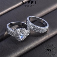 Aifei Perhiasan Berlian Moissanite Couple Rings Retro Asli Perak Hati9