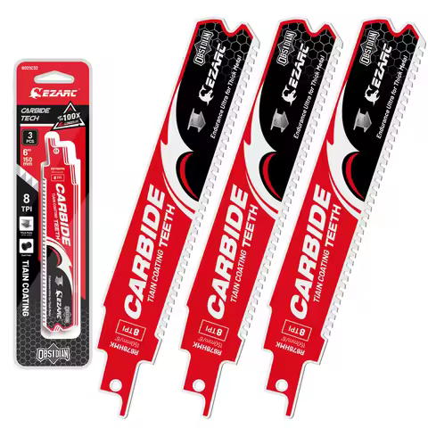 EZARC 3PCS Obsidian Carbide Reciprocating Saw Blades (Pro) 6''/9'' 8TPI Endurance Ultra for Thick Me