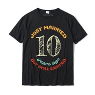 Just Married In 2009 Funny 10th Wedding Anniversary T-Shirt Camisas Hombre Tshirts T Shirt Brand Cot